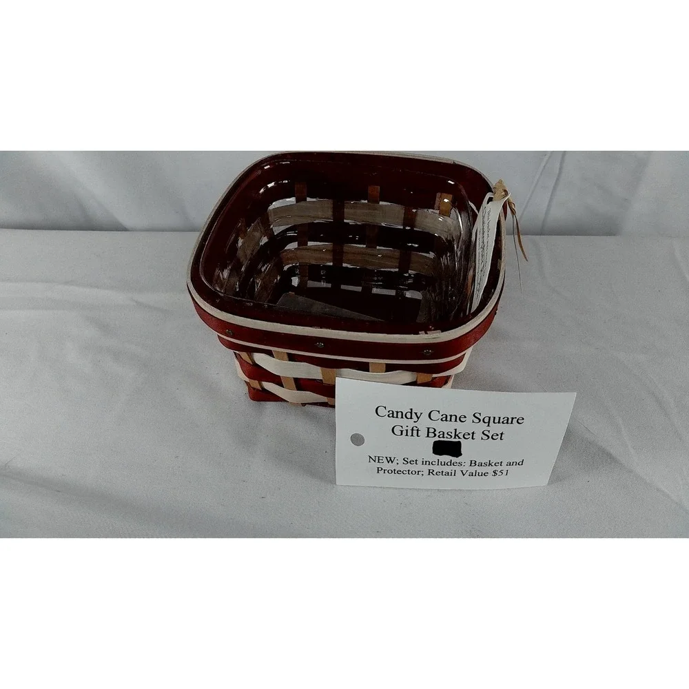 Longaberger Candy Cane Square Gift Basket Set -‎ NEW